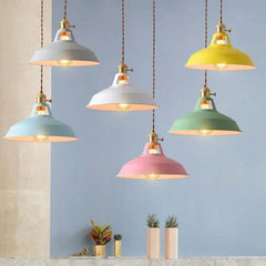 Lamparas de metal colgantes diseño creativo estilo macaron