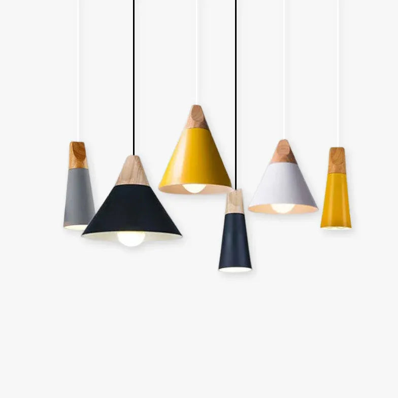 Morandi Multi-shaped Wood And Metal Pendant Light