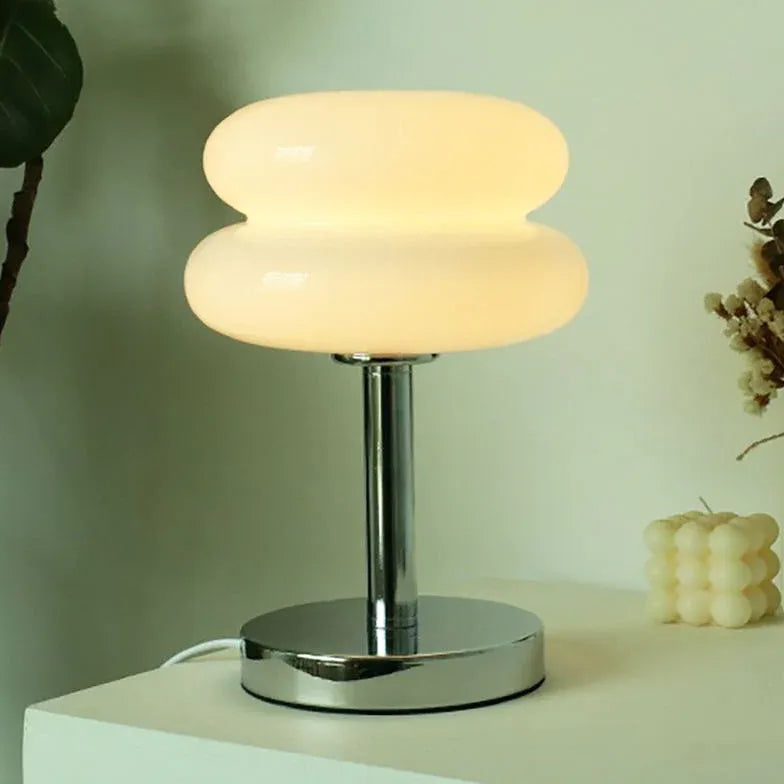 Two-Layer Round Table Lamp with Metal Base