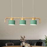 Lampara colgante 3 luces diseño nórdico cilindro madera