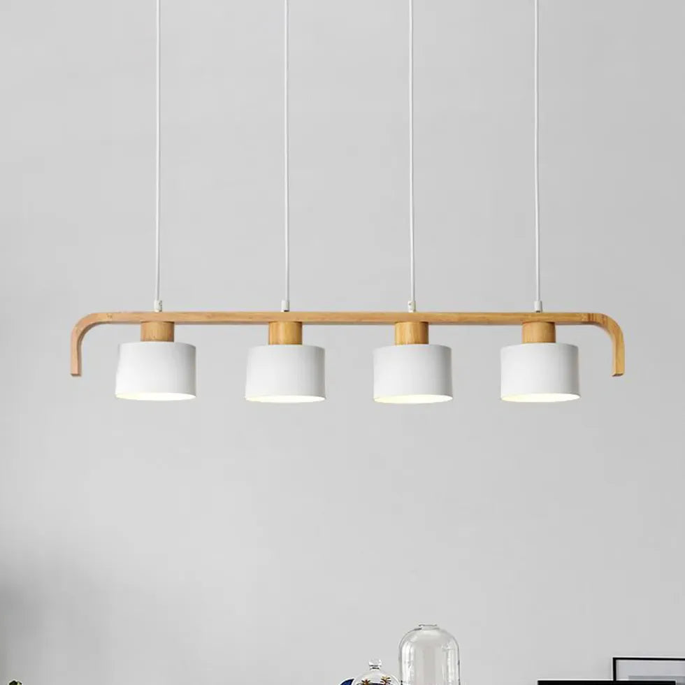 Segmented Layout Dining Room Wooden Pendant Light