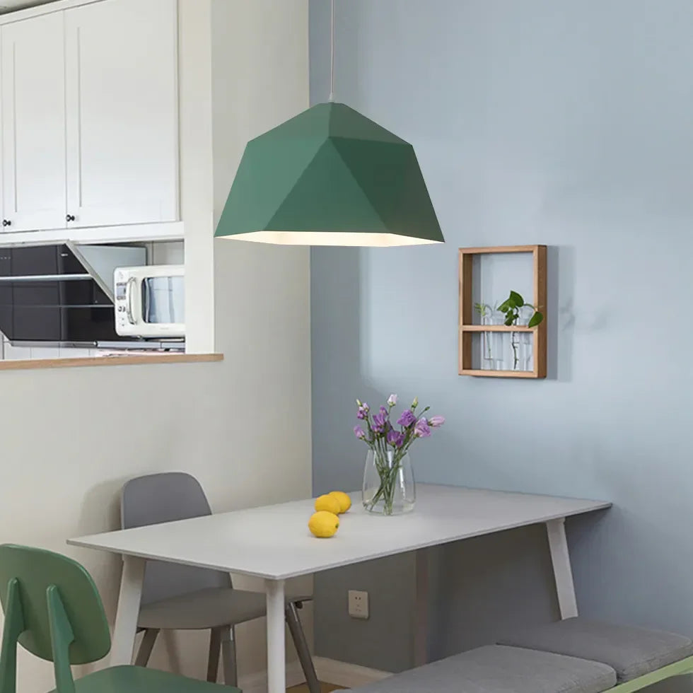Lámpara colgante nórdica LED de metal acabado macaron para comedor