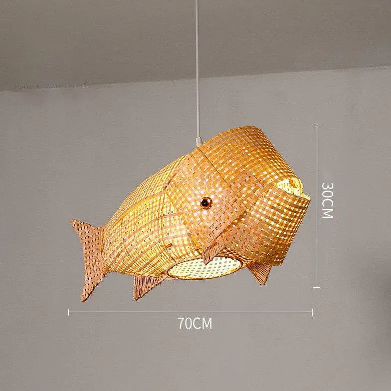 Fish Grid Restaurant Rattan Pendant Light