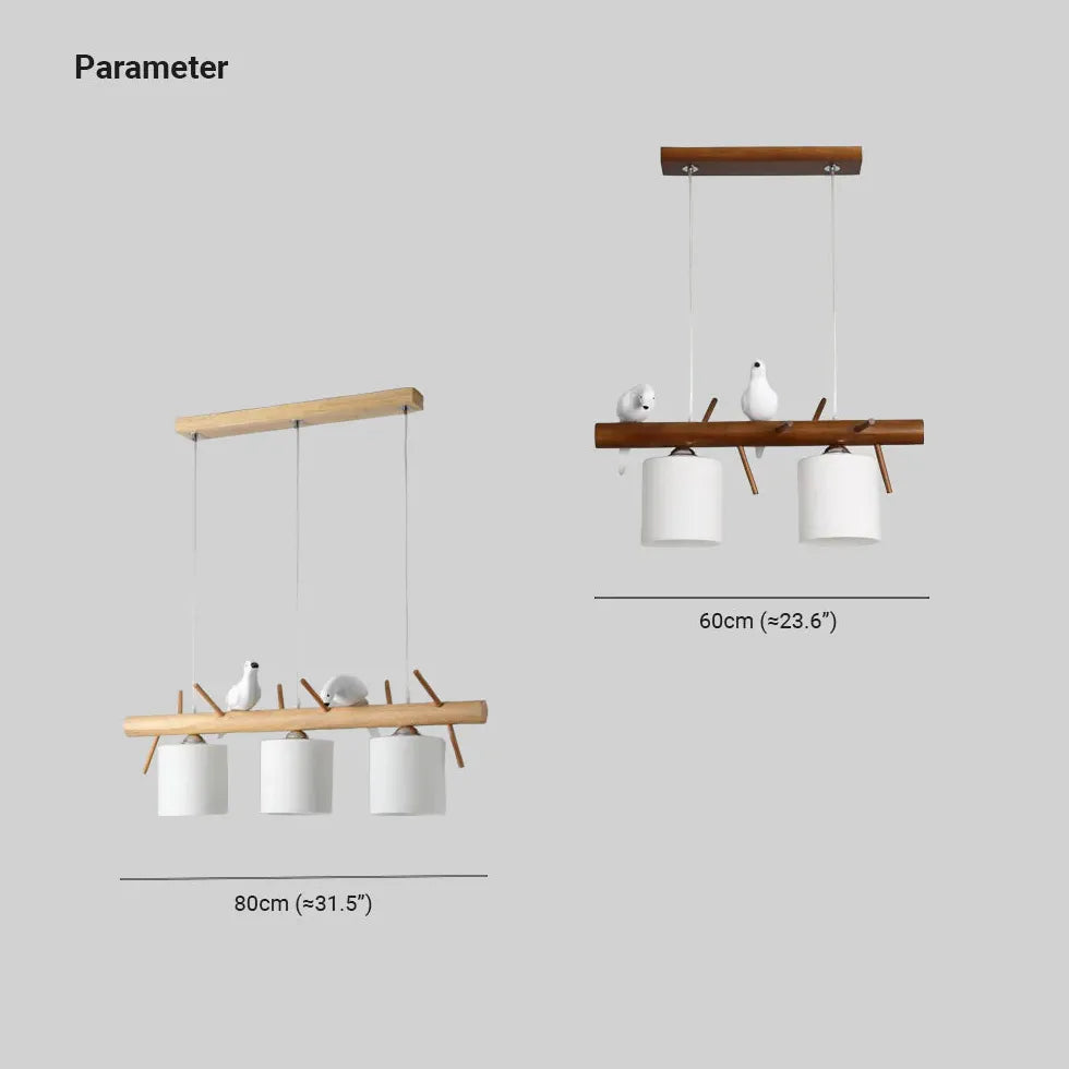 Lámpara colgante de madera con soporte curvo en forma de pájaro 