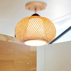 Lampara de techo ratan estilo vintage diseño farol