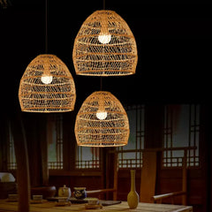 Lampara colgante ratan diseño retro estilo farol de mimbre