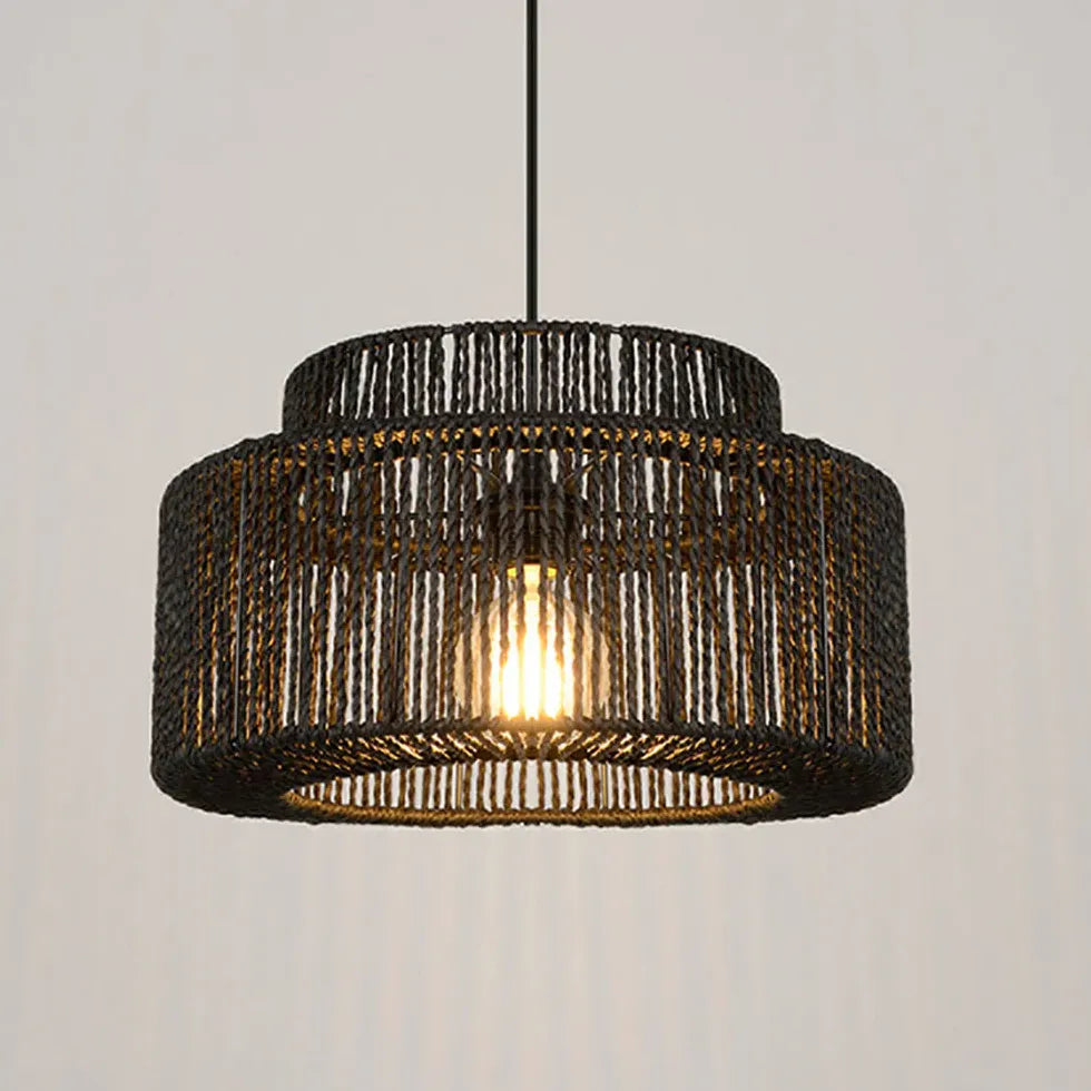 Simple Dark Tones Rattan Pendant Light