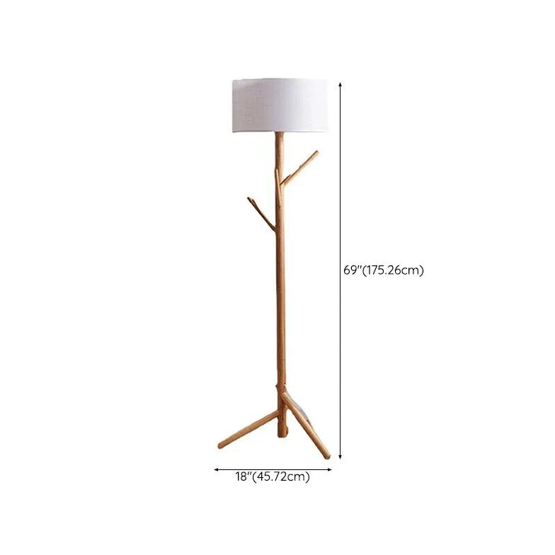 Wooden Hat Rack Tripod Floor Lamp