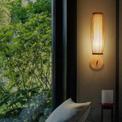 Aplique de pared en madera pared estilo bambú para salón