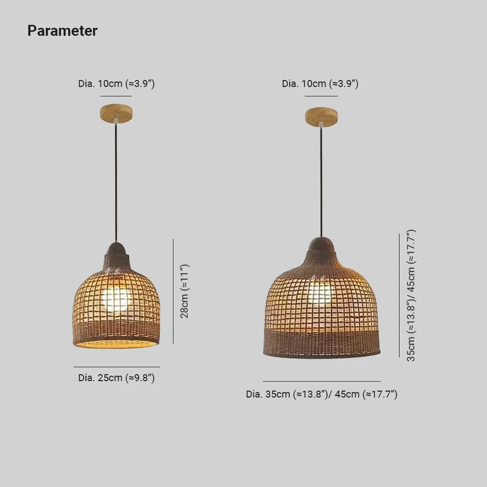 Lantern Rattan Minimalist Pendant Light