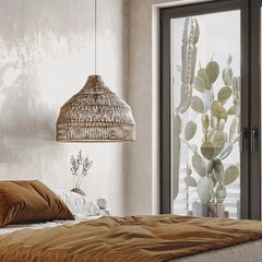 Lamparas de mimbre colgantes estilo retro para restaurantes