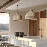 Rattan Hemisphere Translucent Natural Pendant Light