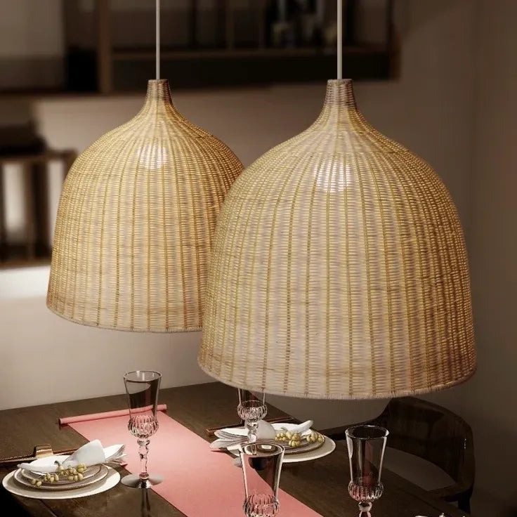 Bell Shape Bamboo Rattan Pendant Light