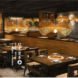 Natural Grid Restaurant Rattan Pendse Light