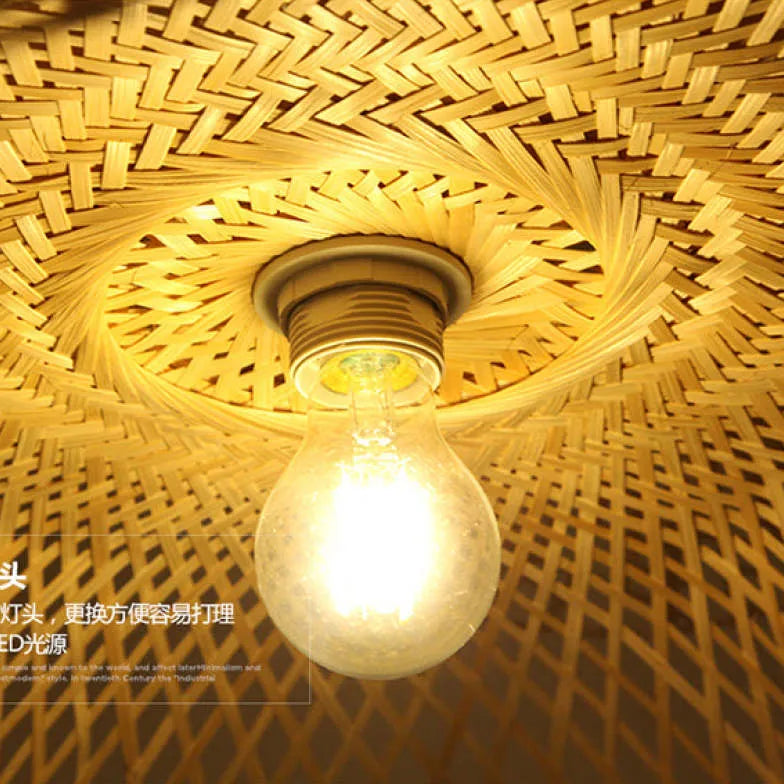 Natural Grid Restaurant Rattan Pendse Light