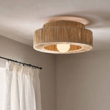 Double Layer Slim Bedroom Rattan Pendant Light