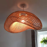 Grid Weaving Bedroom Rattan Pendant Light