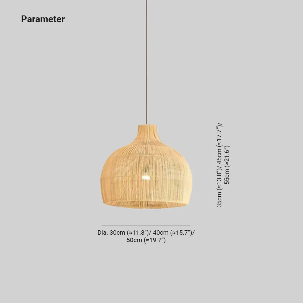 Woven Rattan Semi-Spherical Living Pendant Light