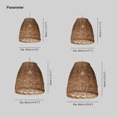 Lámpara Colgante de Rattan Estilo Rústico para Comedor