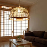 Curved Weaving Rattan Vintage Pendant Light