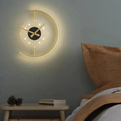 Lampara de pared moderna con reloj decorativo nórdico
