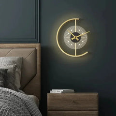 Lampara de pared moderna con reloj decorativo nórdico