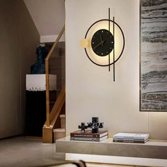 Aplique de Pared LED con Reloj para Salón Moderno