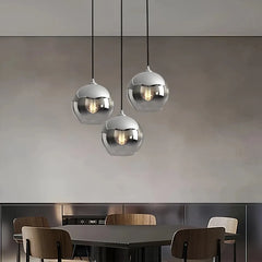 Lámpara colgante de vidrio degradado tipo globo LED para comedor