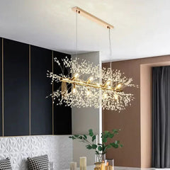 Luces arañas modernas dorada diente de león comedor