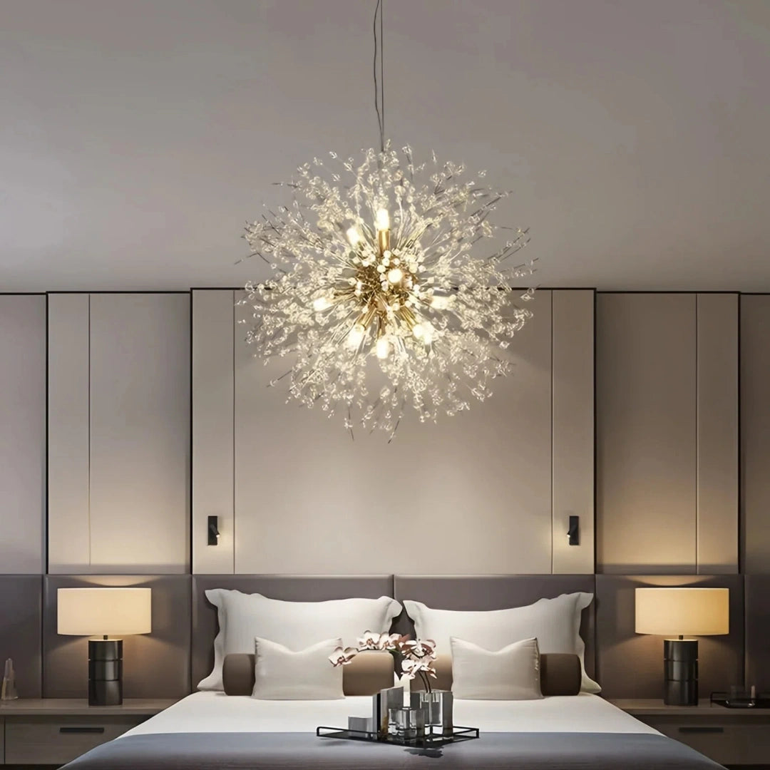 Lámpara colgante Sputnik de lujo en cristal LED regulable para dormitorio