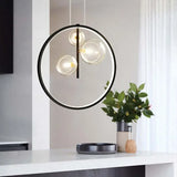 Luces colgantes negras LED de vidrio esférico moderno