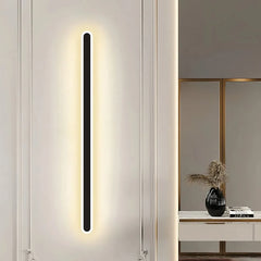 Aplique lineal LED regulable negro minimalista para salón