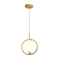 Lampara de madera colgante diseño creativo con forma de pájaro
