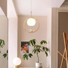 Lampara de madera colgante diseño creativo con forma de pájaro