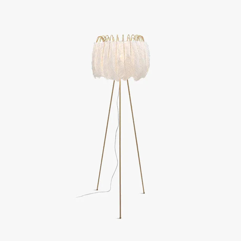 Golden Feather Transparent Tripod Floor Lamp