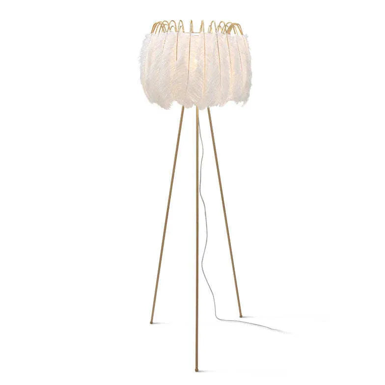 Golden Feather Transparent Tripod Floor Lamp