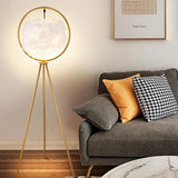 Black Circular Feather Tripod Floor Lamp