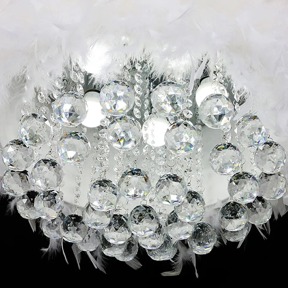 White Feather crystal Bedroom chandelier