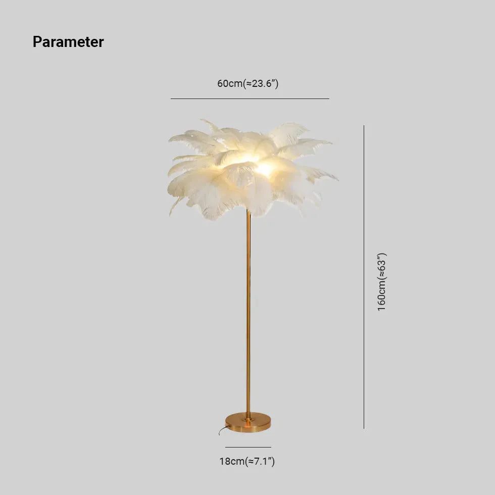 Warm White Feather Gold Floor Lamp