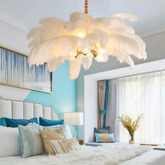 Dormitorio lampara colgante lujoso creativo con plumas