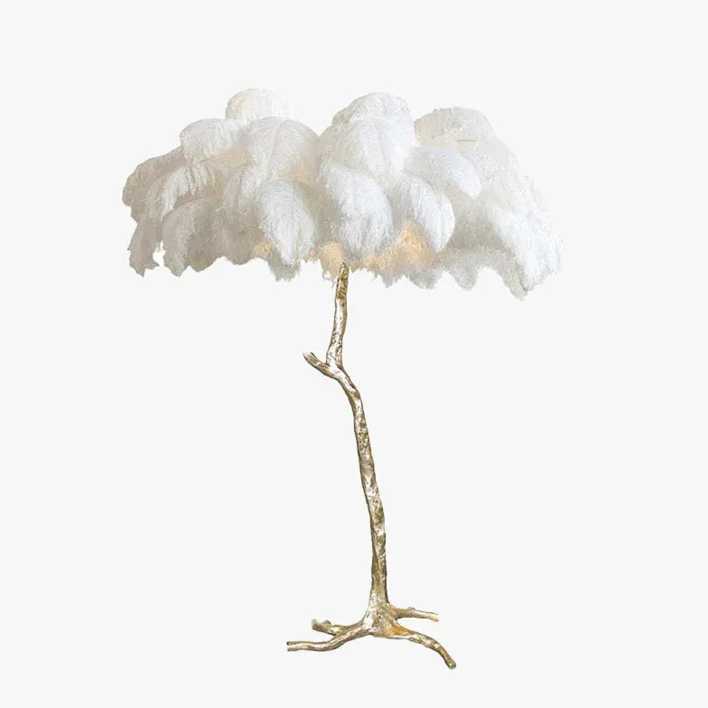 White Feather Tree Design Table Lamp