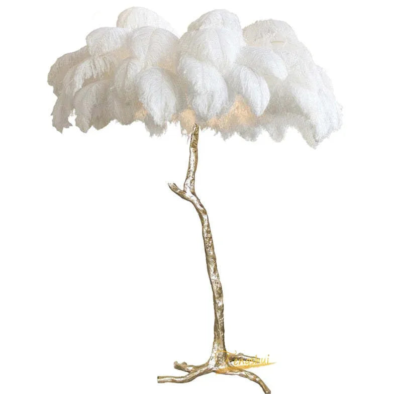 White Feather Tree Design Table Lamp