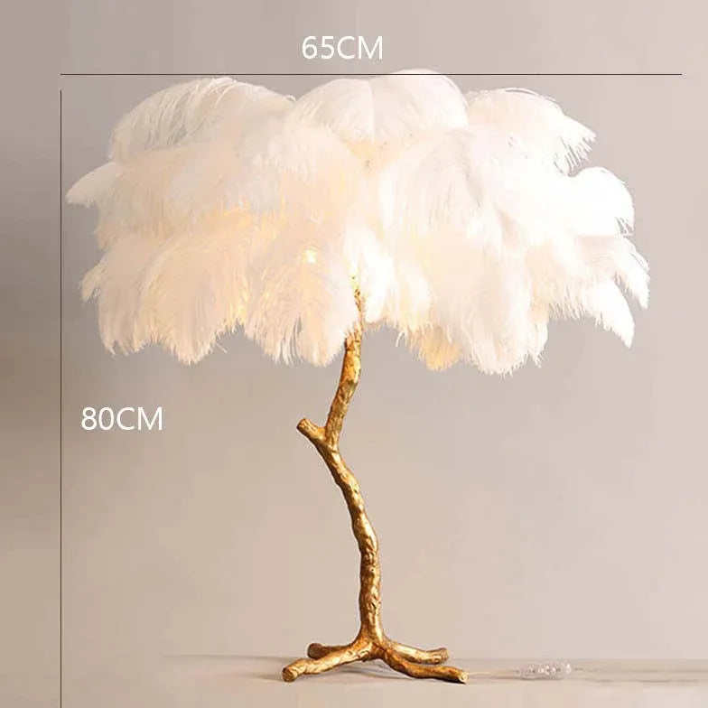 White Feather Tree Design Table Lamp