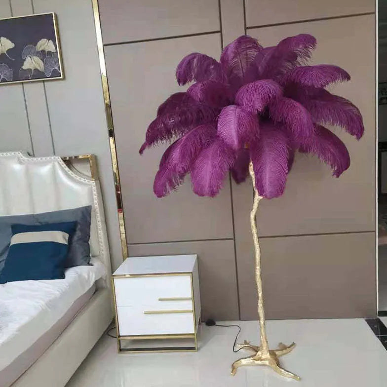 White Feather Tree Design Table Lamp