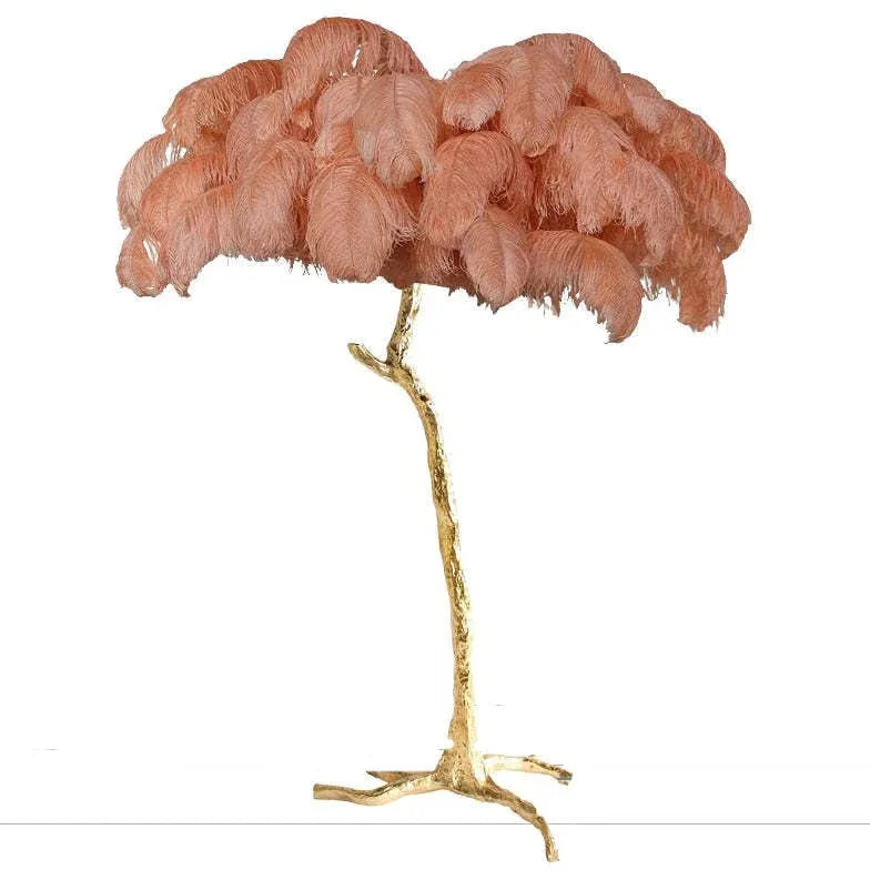 White Feather Tree Design Table Lamp