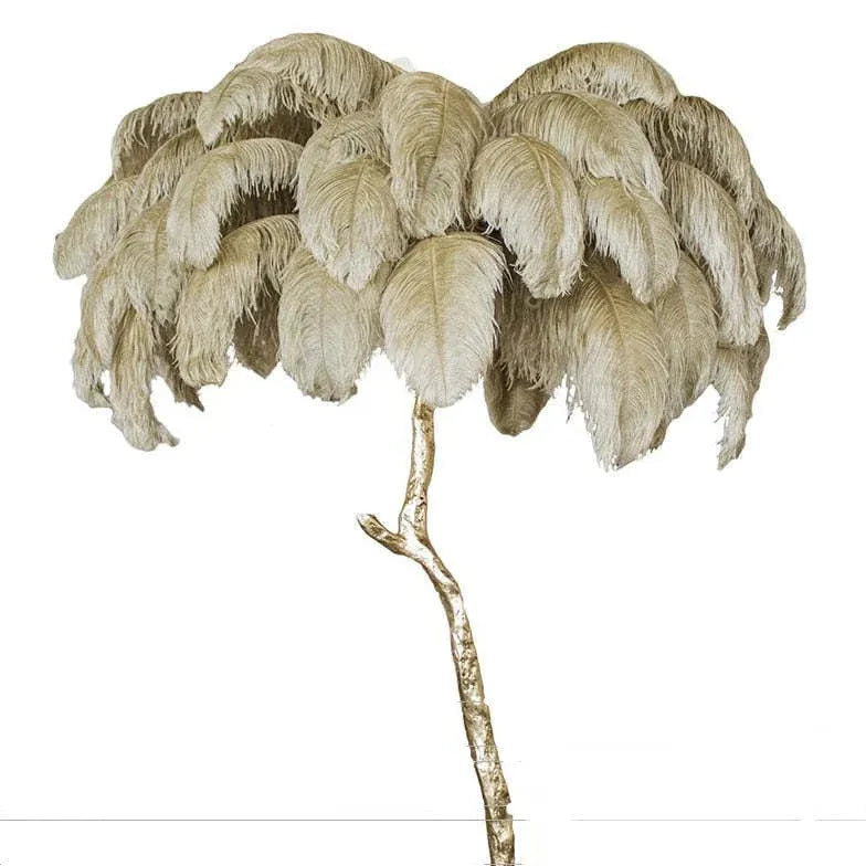 White Feather Tree Design Table Lamp