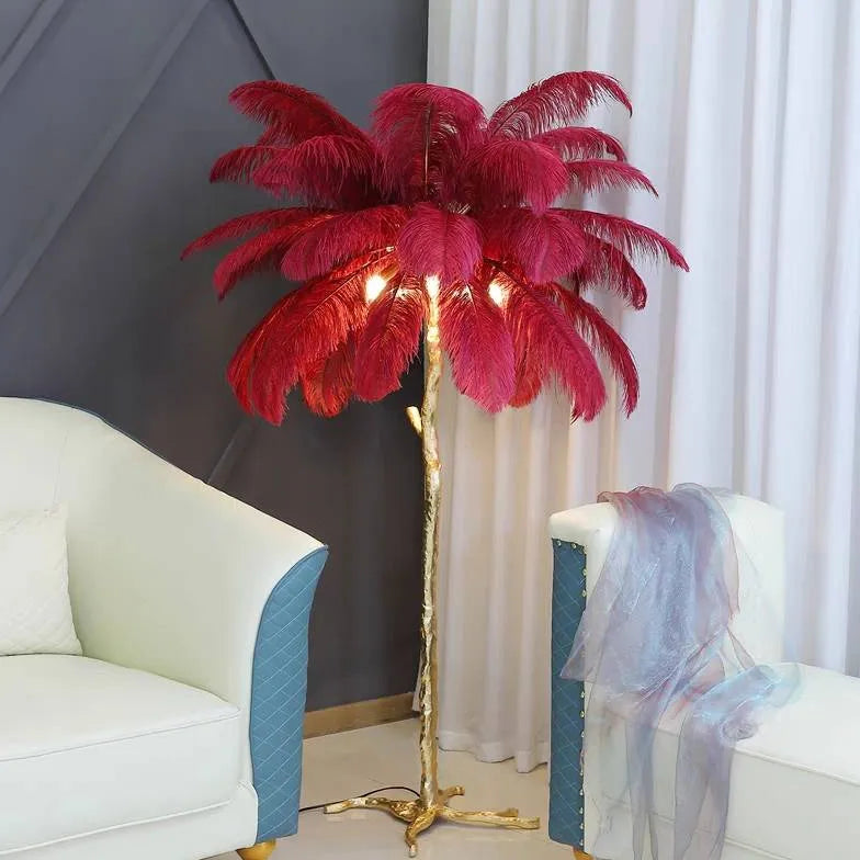 White Feather Tree Design Table Lamp