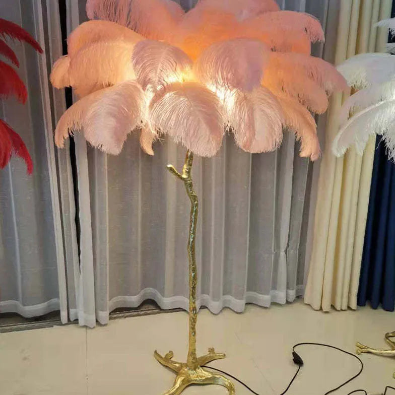 White Feather Tree Design Table Lamp