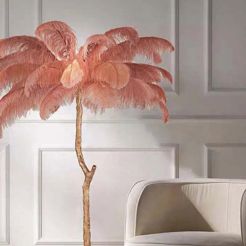 White Feather Tree Design Table Lamp