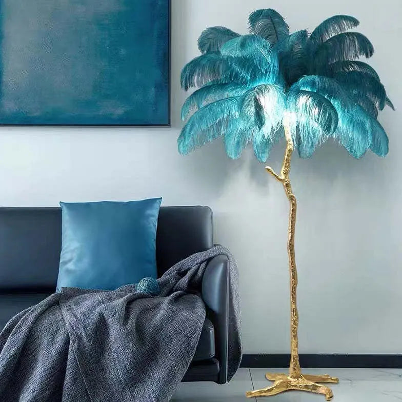 White Feather Tree Design Table Lamp